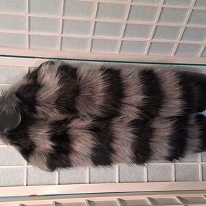 FITS Grey/ Black Faux Fur Wrap / Scarf 6592